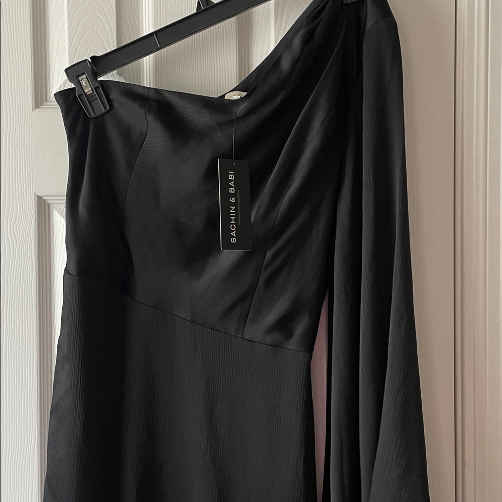 Sachin & Babi Keely Black One Shoulder Gown Dress size 6 - Picture 11 of 17